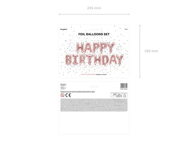 Folie ballon fødselsdag dekoration Happy Birthday rosa guld 340cm x 35cm