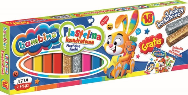 Bambino fyrkantig plasticine, 18 färger