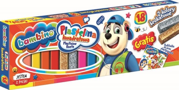 Bambino fyrkantig plasticine, 18 färger