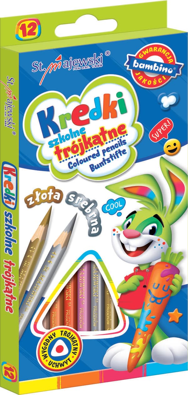 Bambino trekantede blyanter, 12 farver
