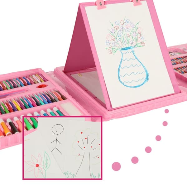 Taidesetti maalaukseen matkalaukussa, 208 osaa, pinkki
