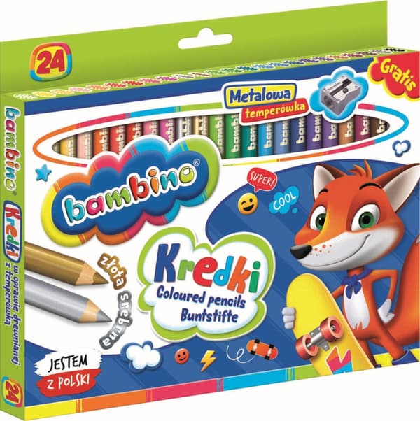 Bambino runde tykke blyantblyanter, 24 farver, spidser