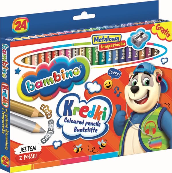 Bambino runde tykke blyantblyanter, 24 farver, spidser
