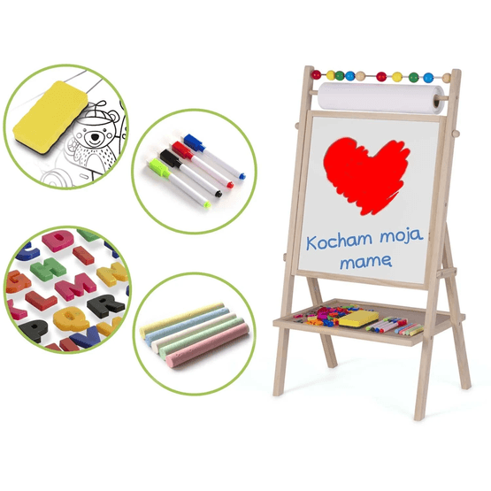 Dobbeltsidet skrivetavle - 62X28X44 Cm - Inkl. Mange tilbehør