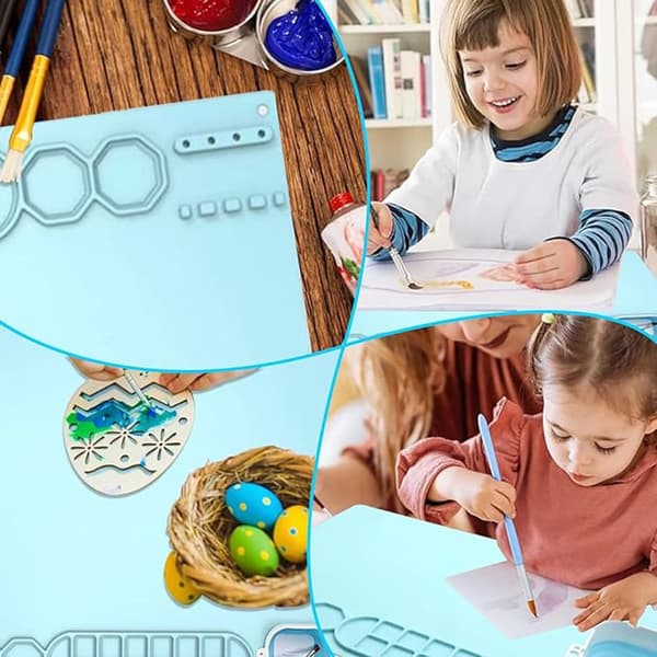 Lärande leksak silikon målningsmatta set, vattentålig, perfekt för målning, hantverk och DIY