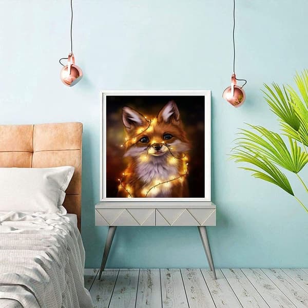 Timanttimaalaussarjat aikuisille, DIY 5D Full Drill Pyöreä tekojalokivi, Diamond Painting Pictures Arts Craft (12x16 tuuman Fox Diamond Painting)