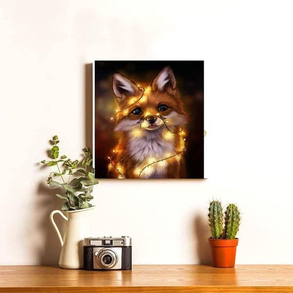 Timanttimaalaussarjat aikuisille, DIY 5D Full Drill Pyöreä tekojalokivi, Diamond Painting Pictures Arts Craft (12x16 tuuman Fox Diamond Painting)