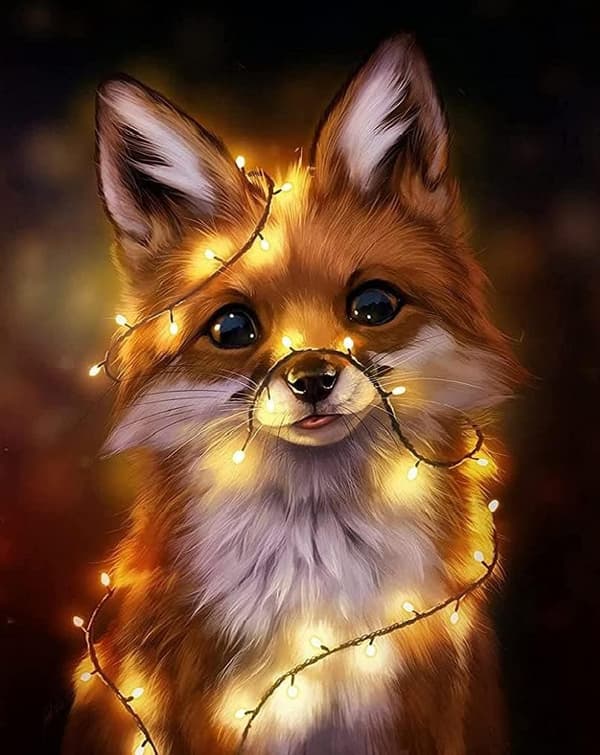 Timanttimaalaussarjat aikuisille, DIY 5D Full Drill Pyöreä tekojalokivi, Diamond Painting Pictures Arts Craft (12x16 tuuman Fox Diamond Painting)