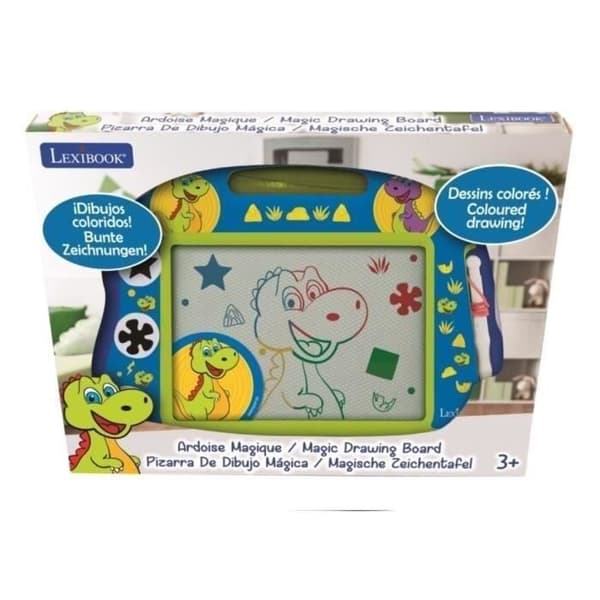 Lexibook - Dinosaurs Magic Slate - A5-koko - Magneettiset lisävarusteet - Kynä ja leimasimet - 3-vuotiaasta alkaen