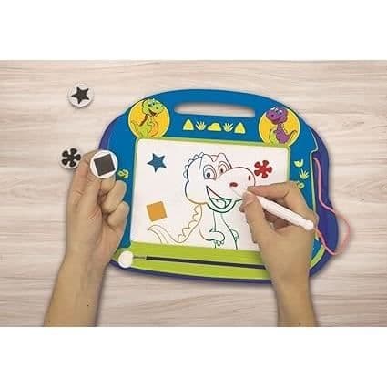 Lexibook - Dinosaurs Magic Slate - A5-koko - Magneettiset lisävarusteet - Kynä ja leimasimet - 3-vuotiaasta alkaen