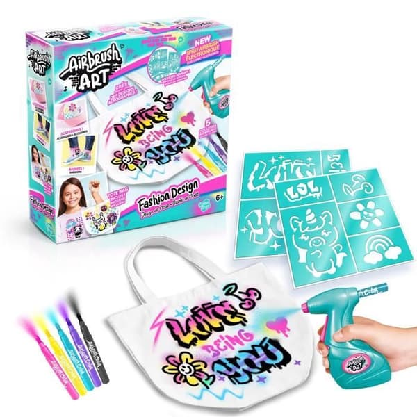 Canal Toys - Airbrush Art - Modedesignkit med elektronisk spray. stenciler och markörer - AIR 016