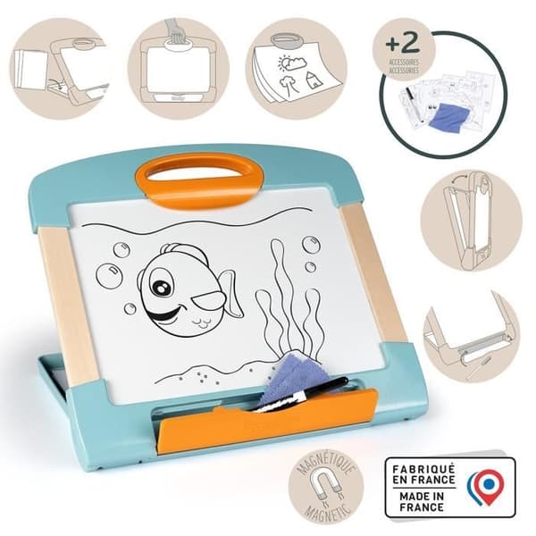 Smoby - Magnetisk moduloskiffer - Lätt att transportera - 3 sätt att använda den - Tillverkad i Frankrike