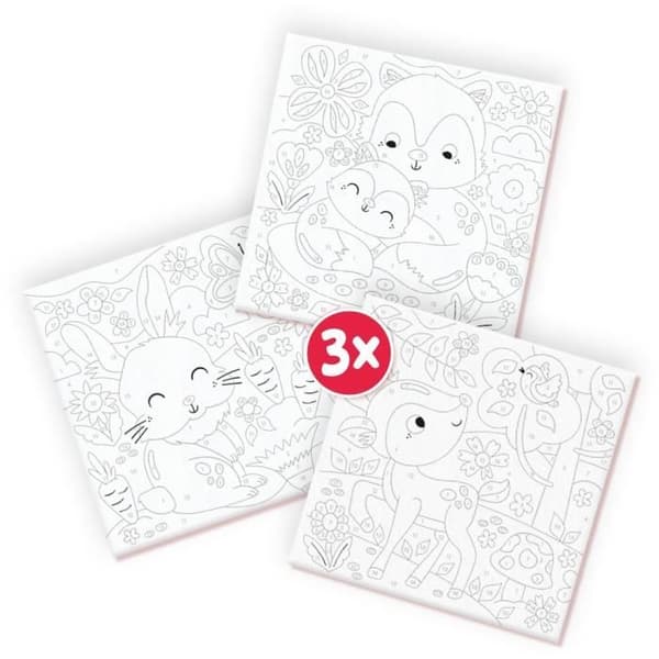 Maalaa numeroiden mukaan kankaalle - 3 metsän eläintä - SES CREATIVE