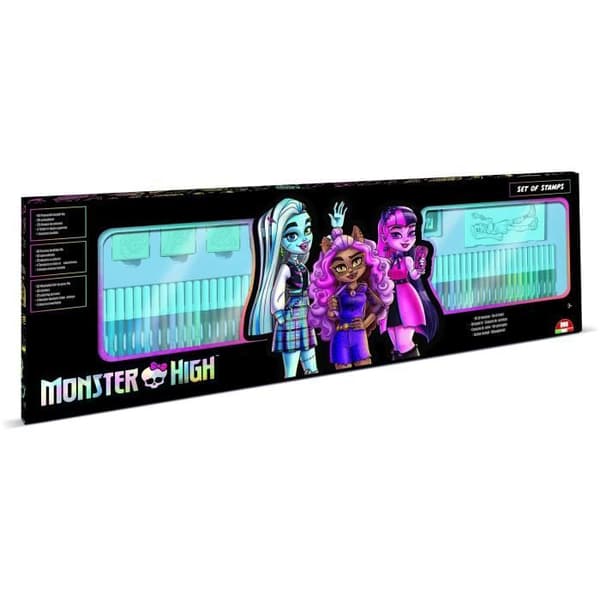 Färglåda - MULTITRYCK - 18869 - 60 markörer 4 Monster High stämplar
