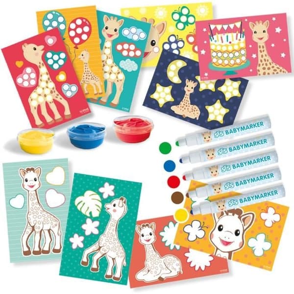 Sophie la Girafe SES CREATIVE väritys- ja maalaussetti - 12 kuukauden ikäisille lapsille - Monivärinen