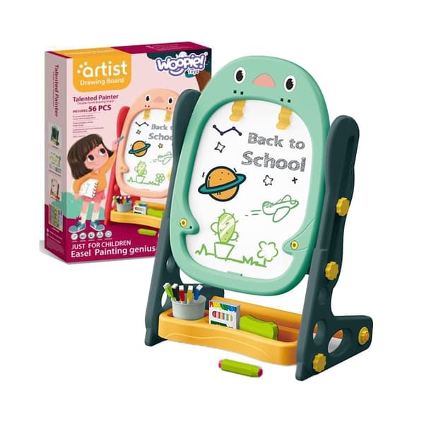 WOOPIE dobbeltsidet magnetisk whiteboard med tal og bogstaver – 56 stykker - grøn