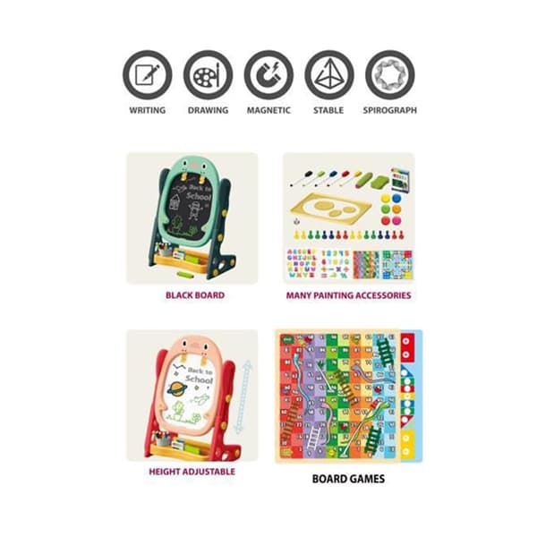 WOOPIE dobbeltsidet magnetisk whiteboard med tal og bogstaver – 56 stykker - grøn