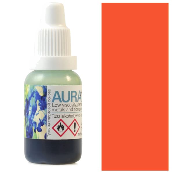 AURA INK Renesans alkohol blæk til glasmetal 15ml 113 ORANGE