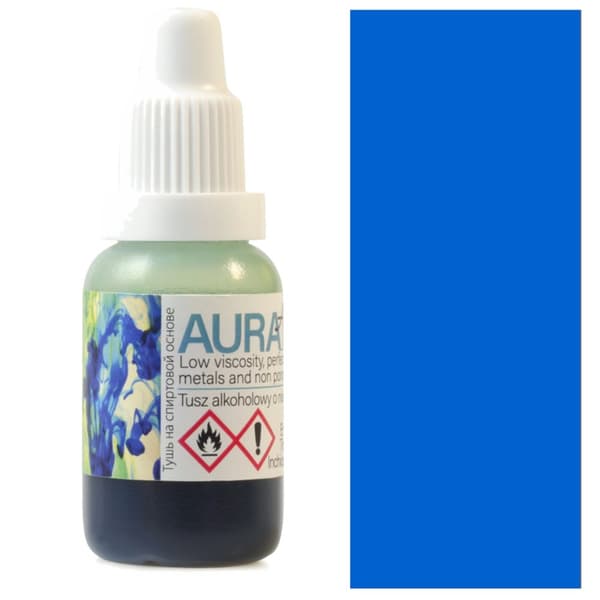 AURA INK Renesans alkohol blæk til glas metal blå 15ml 120 CYAN