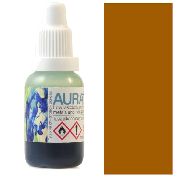 AURA INK Renesans alkohol blæk til glas metal brun 15ml 140 OCHER