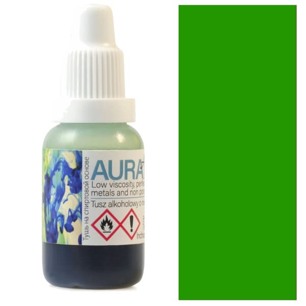 AURA INK Renesans alkohol blæk til glasmetal 15ml 150 LYS GRØN