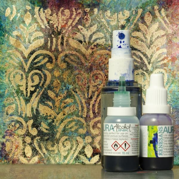 AURA INK Renesans alkohol blæk til glas, metal, keramik, 15ml, 190 SORT