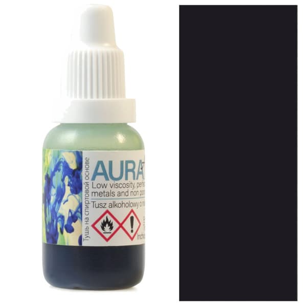 AURA INK Renesans alkohol blæk til glas, metal, keramik, 15ml, 190 SORT