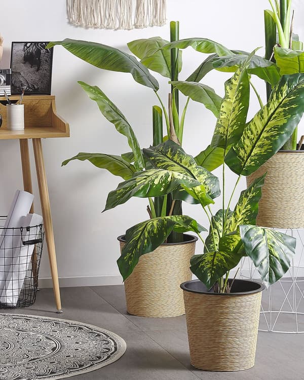 Kunstig Plante Grøn Cement og Mos 122 cm Dekorativ Indendørs Sigøjnerblad Falsk Gulvplante med Justerbar Stænger Tilbehør til Stue Værelset