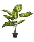 Miniatyrbild 1 av 6: Konstgjord Dieffenbachia-växt i kruka Grön och svart Syntetmaterial 122 cm Dekorativ inomhusaccessoar