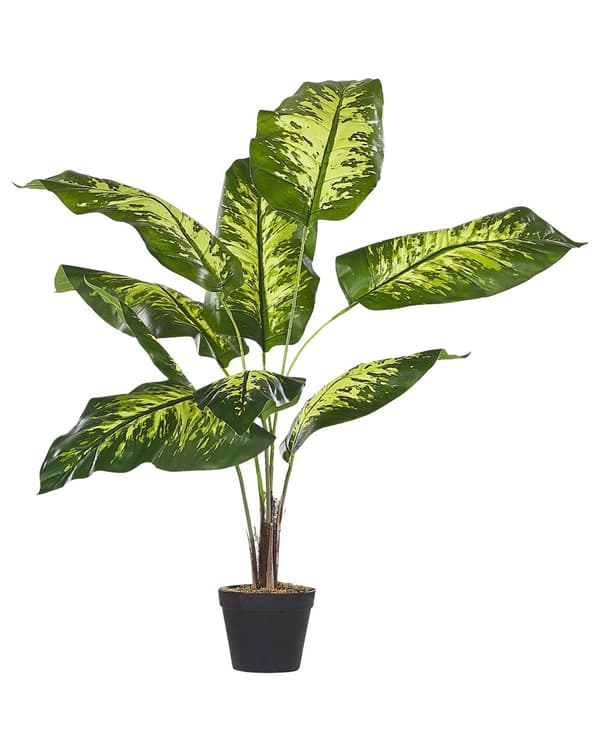 Konstgjord Dieffenbachia-växt i kruka Grön och svart Syntetmaterial 122 cm Dekorativ inomhusaccessoar