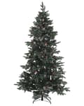 Miniatyrbillede 1 af 5: Kunstigt Juletræ Grøn PVC Metalfod 210 cm Dekorativ Snedækket Plastik Juletræ Indendørs med Fyrrekogler Traditionel Julepynt Tilbehør