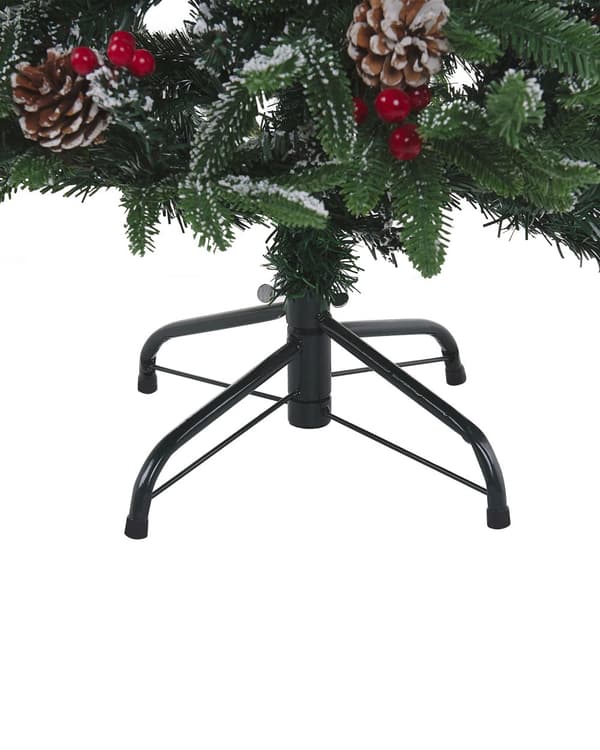 Kunstigt Juletræ Grøn PVC Metalfod 120 cm Dekorativ Snedækket Plastik Juletræ Indendørs med Fyrrekogler Traditionel Julepynt Tilbehør