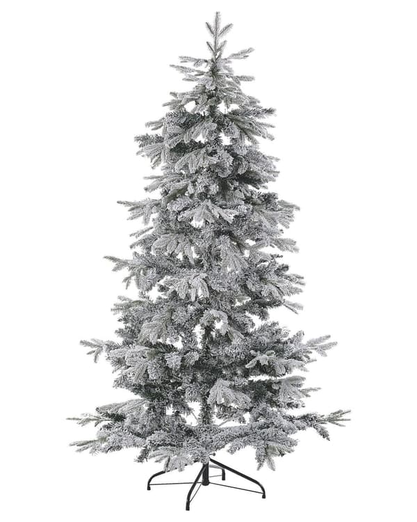 Kunstigt juletræ Hvid Syntetisk 180 cm Sne Frostet Flokkede Hængslede Grene Ferie