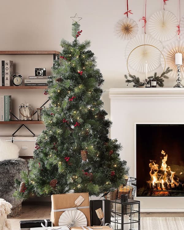 Kunstigt Juletræ Grønt PVC Syntetisk Metal 180 cm Forbelyst Sne Frostet Flokkede Grene LED Lys