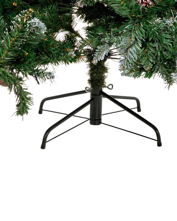 Kunstigt Juletræ Grønt PVC Syntetisk Metal 180 cm Forbelyst Sne Frostet Flokkede Grene LED Fairy Lys Grankogler Ferie