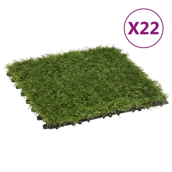 vidaXL Keinonurmilevyt 22 kpl 30x30 cm vihreä