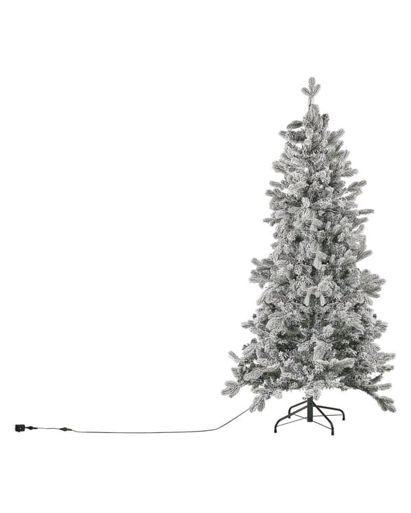 Joulukuusi muovinen LED-valaistu lumiefektillä 180 cm perinteinen tyyli