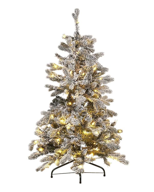 Joulukuusi muovinen LED-valaistu lumiefektillä 120 cm perinteinen tyyli