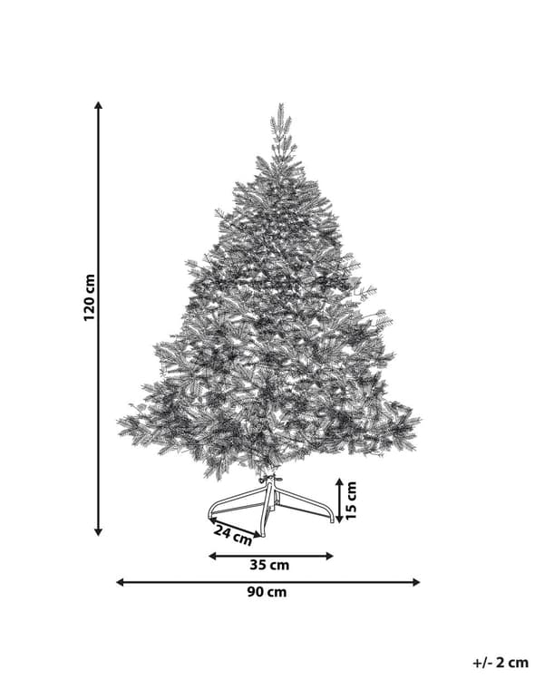 Kunstigt juletræ Hvid og grøn Syntetisk materiale metal sort 120 cm Sne Frostet Flokkede Hængslede Grene Ferie sæsonbestemt