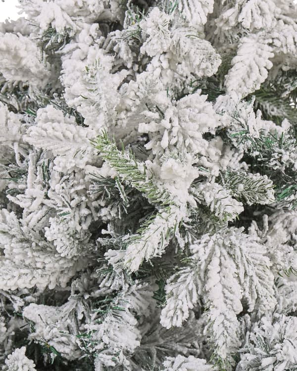 Kunstigt juletræ Hvid og grøn Syntetisk materiale metal sort 120 cm Sne Frostet Flokkede Hængslede Grene Ferie sæsonbestemt