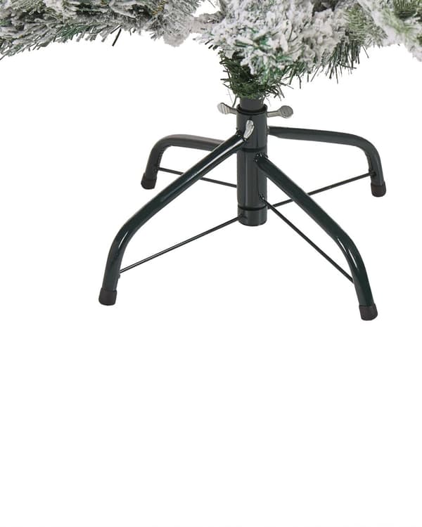 Kunstigt juletræ Hvid og grøn Syntetisk materiale metal sort 120 cm Sne Frostet Flokkede Hængslede Grene Ferie sæsonbestemt