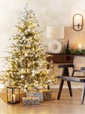 Miniatyrbillede 4 af 8: Kunstigt juletræ Hvid og grøn Syntetisk materiale med stål 210 cm kablet Grene vinter ferie sæsonbestemt dekoration