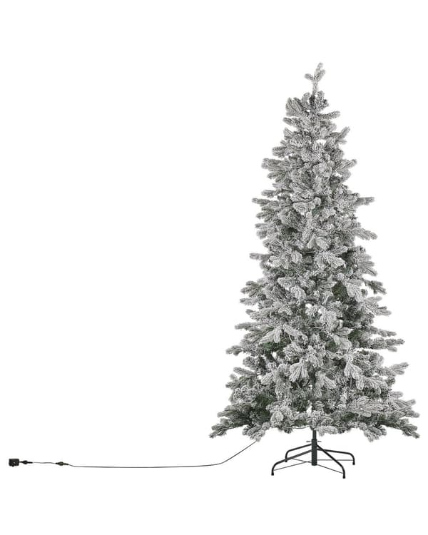 Kunstigt juletræ Hvid og grøn Syntetisk materiale med stål 210 cm kablet Grene vinter ferie sæsonbestemt dekoration