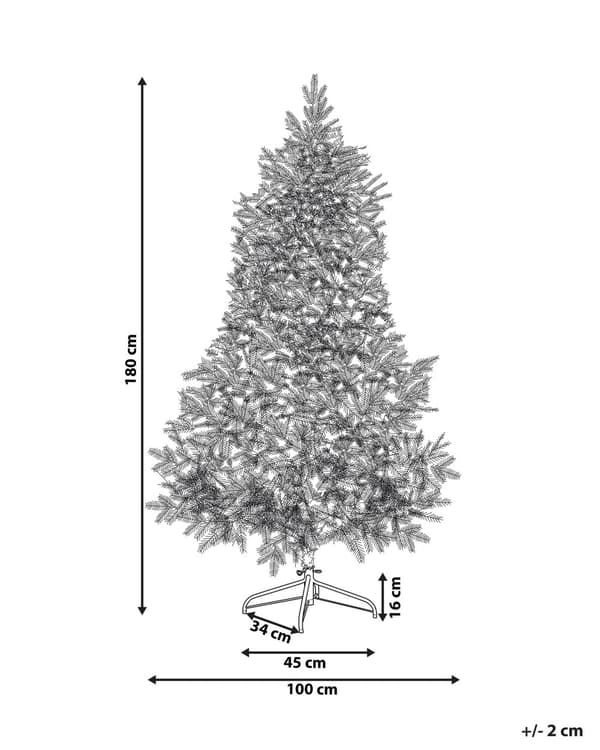 Kunstigt juletræ Hvid og grøn Syntetisk materiale med stål 180 cm kablet Grene vinter ferie sæsonbestemt dekoration
