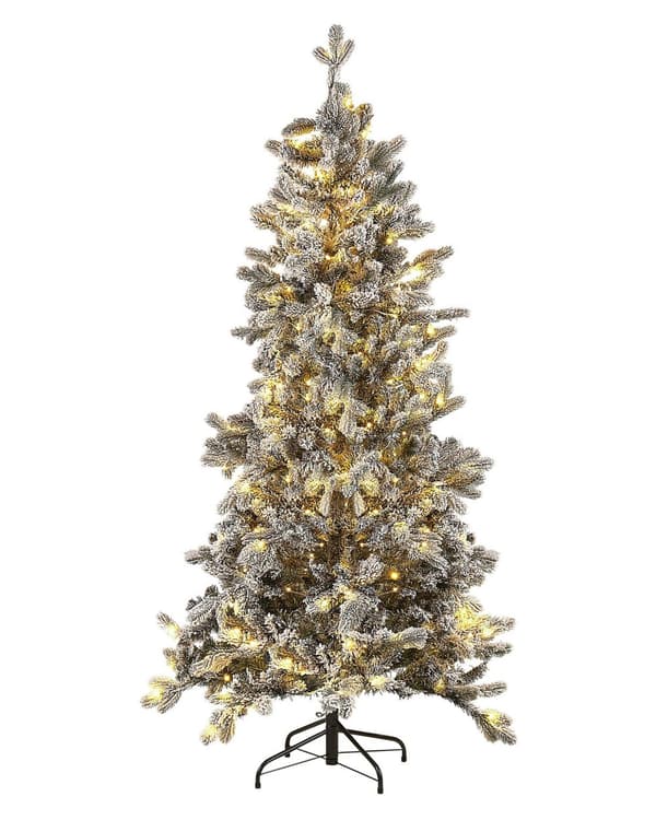 Kunstigt juletræ Hvid og grøn Syntetisk materiale med stål 180 cm kablet Grene vinter ferie sæsonbestemt dekoration