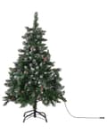 Miniatyrbillede 6 af 7: Kunstigt Juletræ Grønt Syntetisk PVC Sort Metal 120 cm Grene Dækket af Kunstigt Sne Ferie Sæsonbestemt