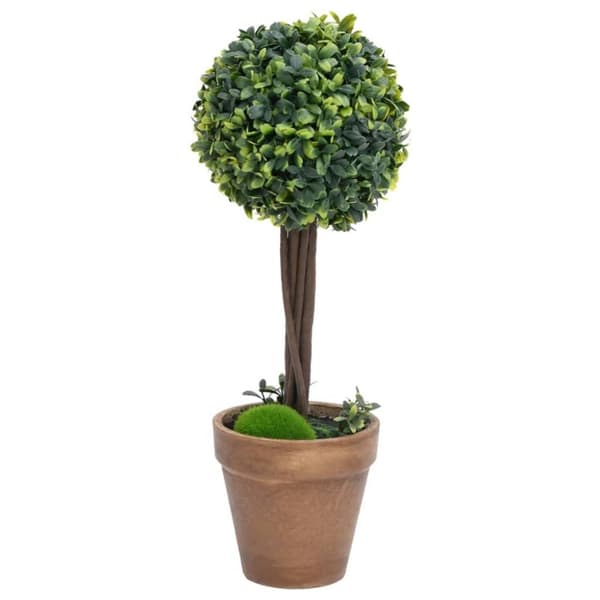 vidaXL kunstige buksbom med krukker 2 stk. 33 cm kugleformet grøn