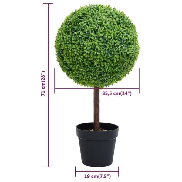 vidaXL Konstväxt buxbom bollformad med kruka 71 cm grön