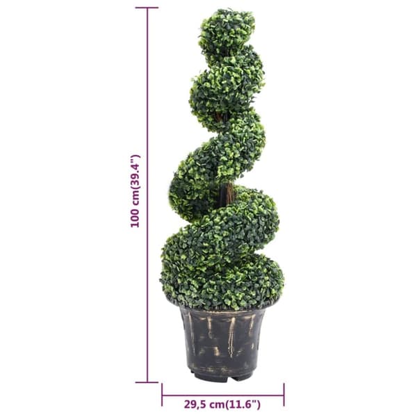 vidaXL Konstväxt buxbomar spiral med kruka 100 cm grön