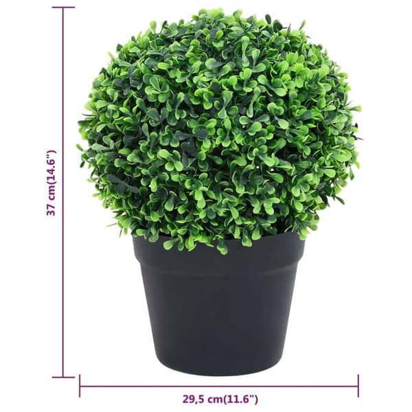 vidaXL kunstige buksbom med krukker 2 stk. 37 cm kugleformet grøn